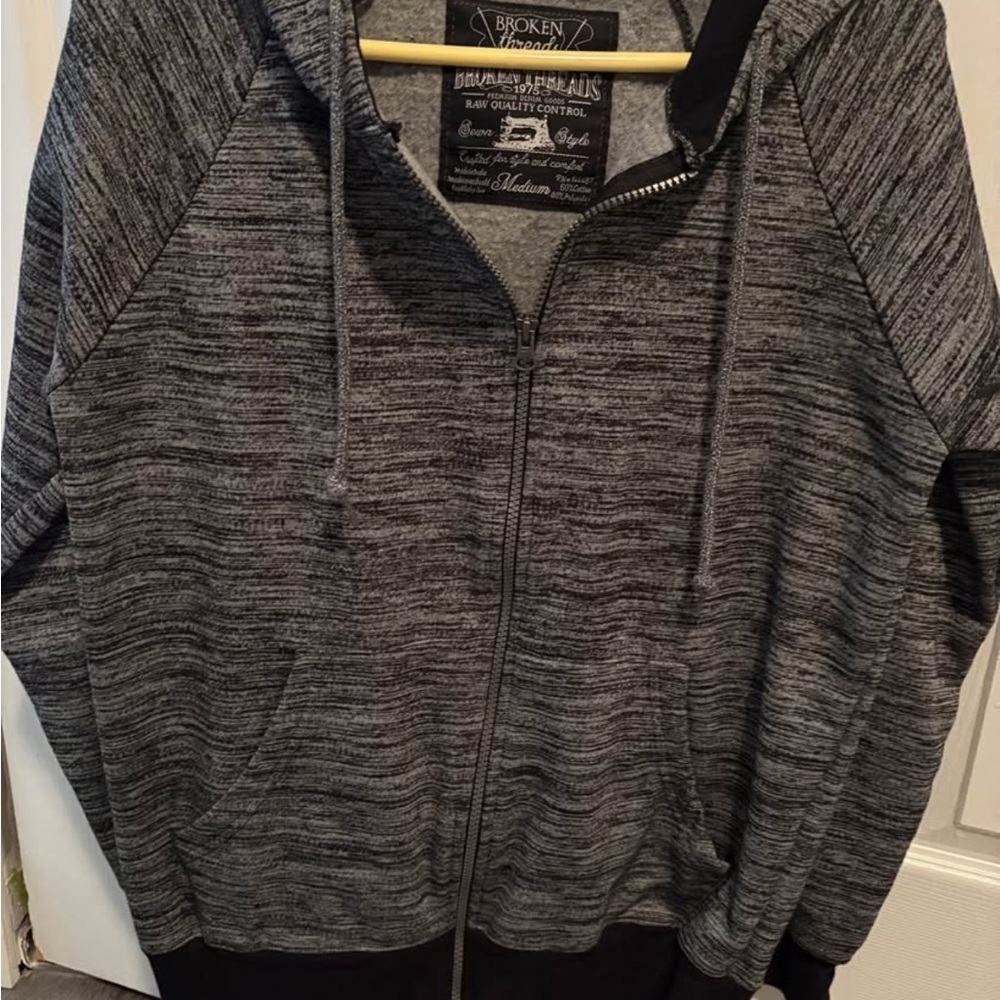 Broken Threads Gray Zip Hoodie